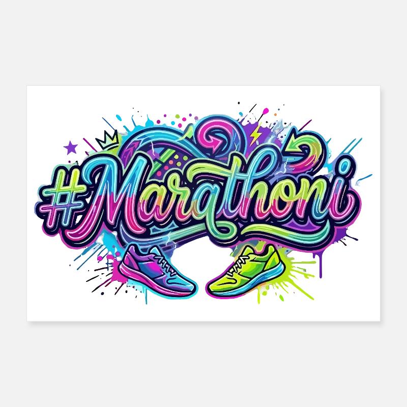 Marathoni Graffiti Running Shoes Poster 12" x 8" (30x20 cm)