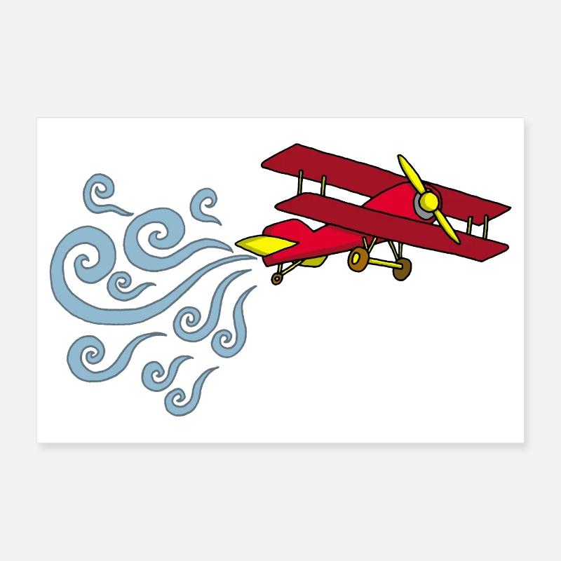 Avion vintage - Poster 30 x 20 cm - blanc