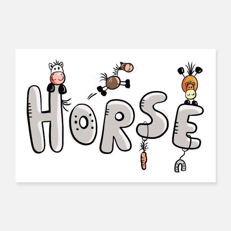 Pferde Schriftzug Poster 30x20 cm