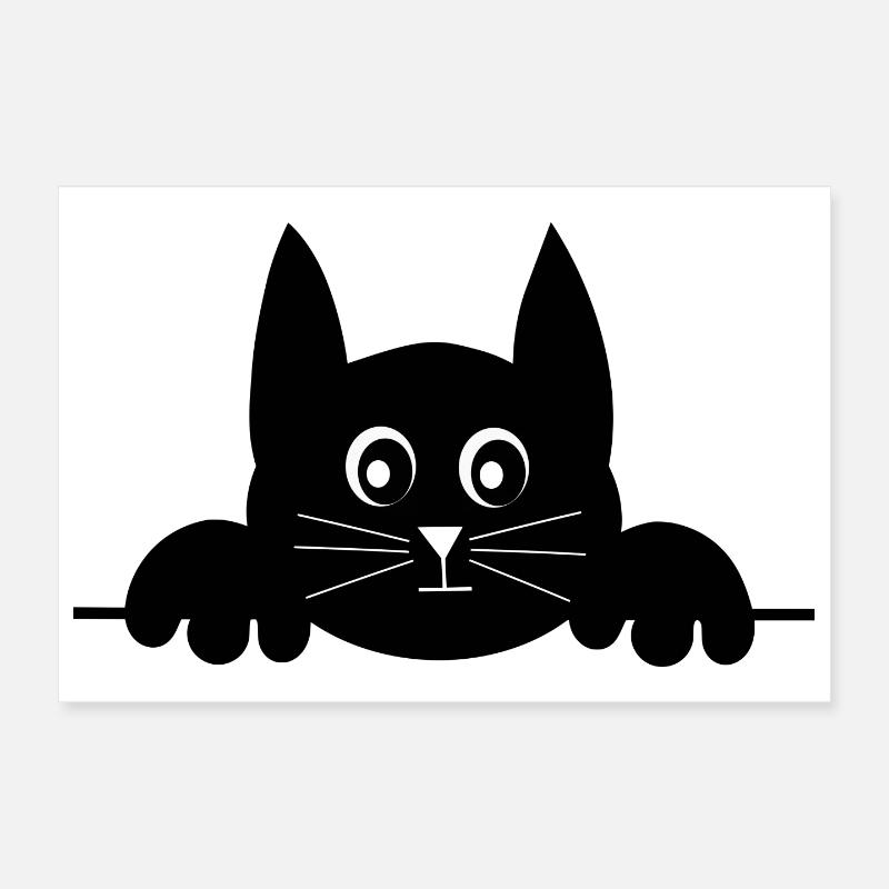 Drôle de chat – cadeau de design de chat mignon - Poster 30 x 20 cm - blanc