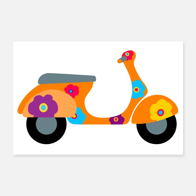 Roller Floral Ciao Italy Colorful Pattern Poster 12" x 8" (30x20 cm)