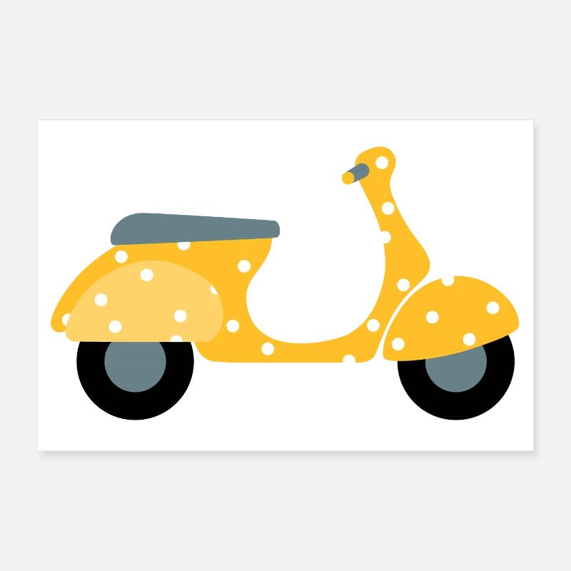 Scooter Dots Yellow Pattern Points Holiday Summer Fun Poster 12" x 8" (30x20 cm)