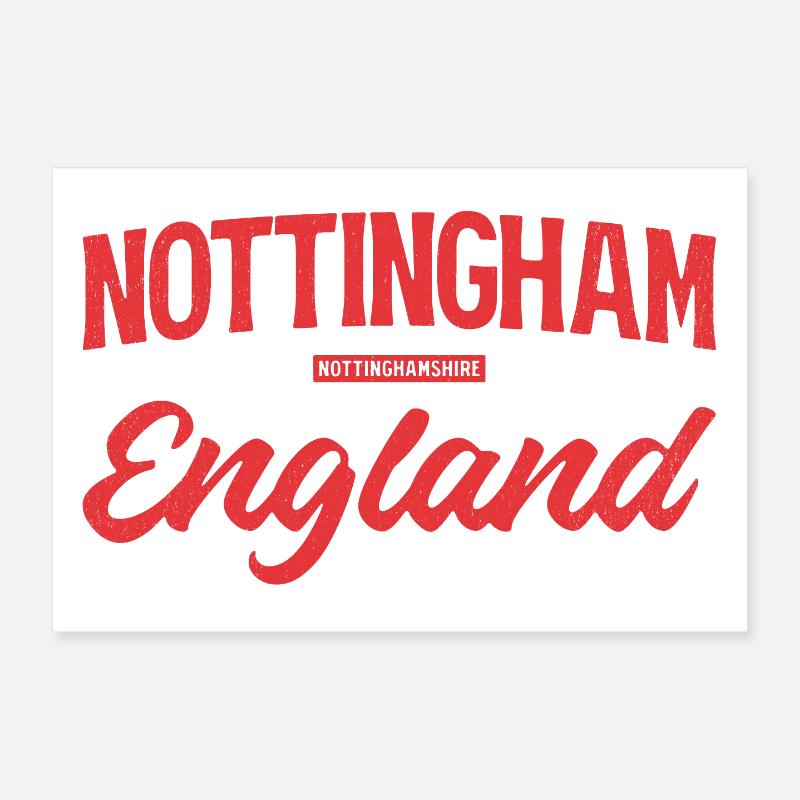Nottingham England Script Poster 12" x 8" (30x20 cm)