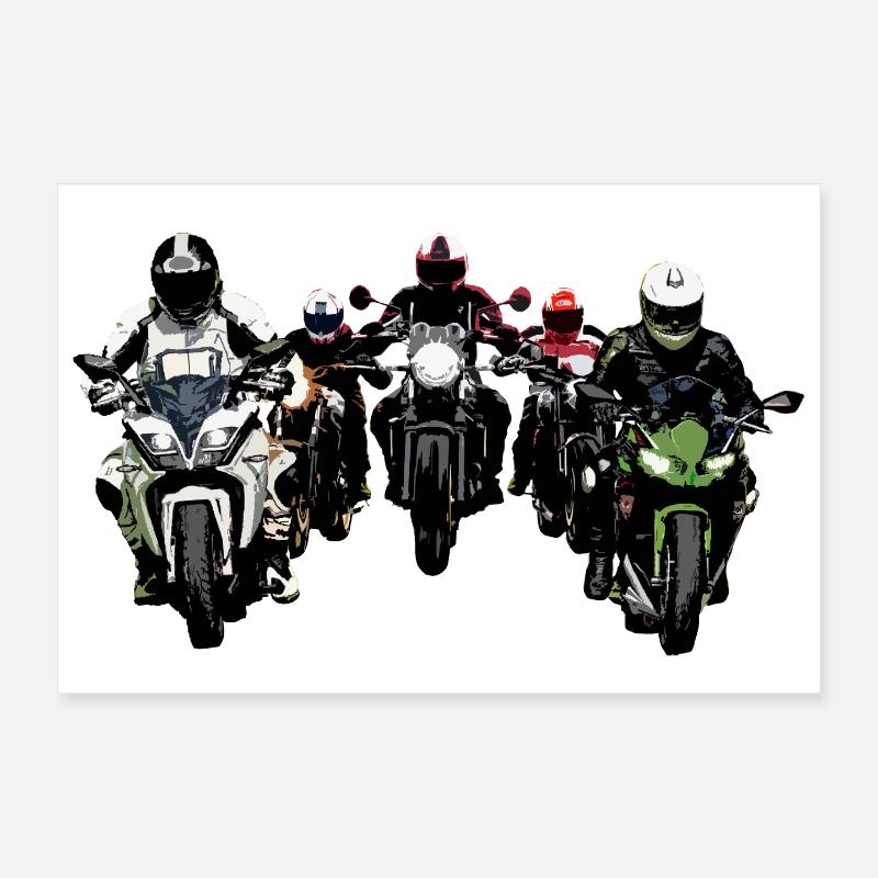 Biker Group Color Poster 12" x 8" (30x20 cm)