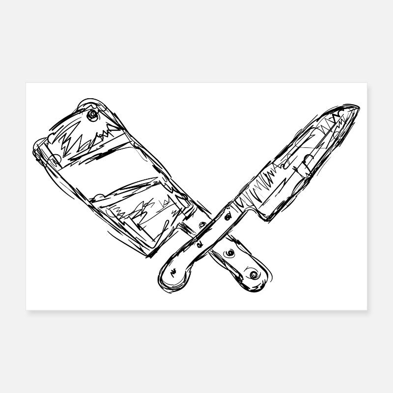 Messer und Hackbeil Zeichnung Poster 30x20 cm