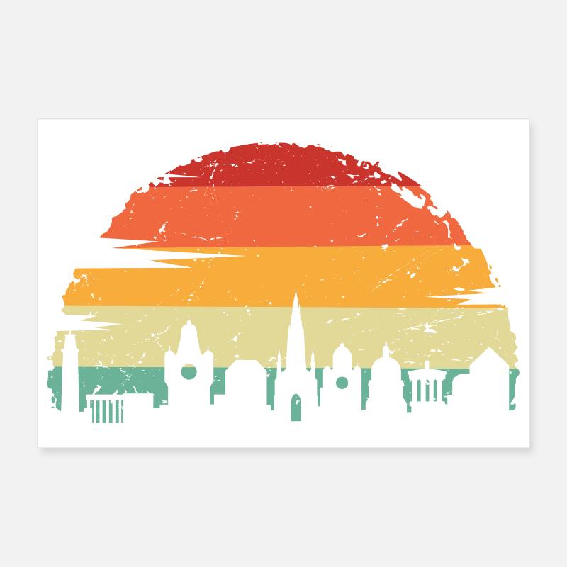 Sunset Rainbow Skyline Poster 12" x 8" (30x20 cm)