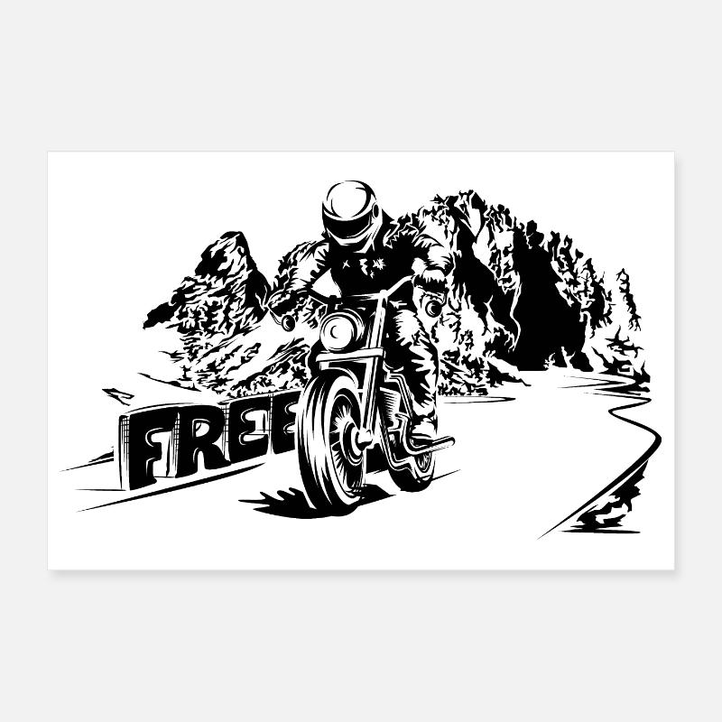 Moto Free Mountains Dolomites Symbole Logo Poster 30 x 20 cm