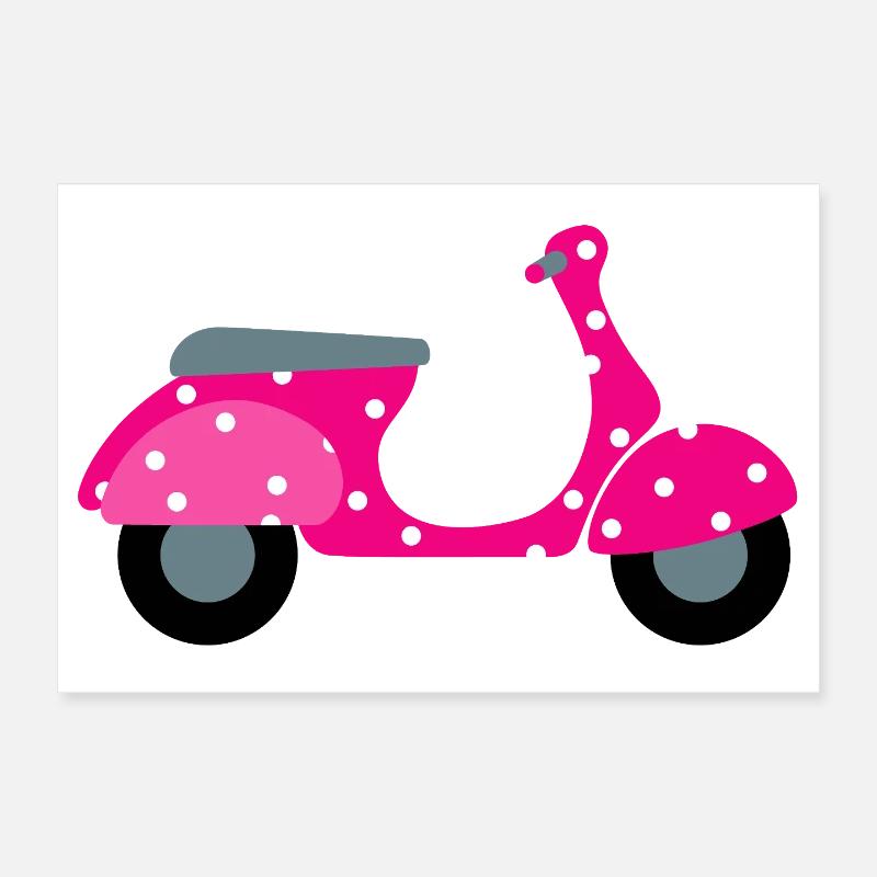 Roller Dots Pink Dots Pattern Retro Vintage Fan Poster 12" x 8" (30x20 cm)