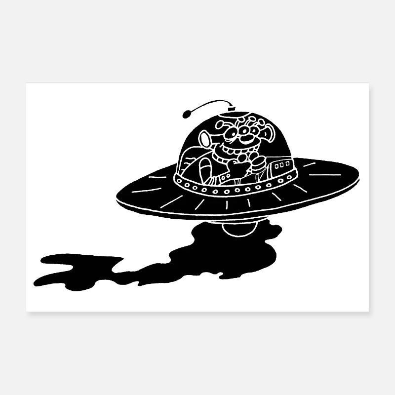 Vaisseau spatial extraterrestre (noir) Poster 30 x 20 cm