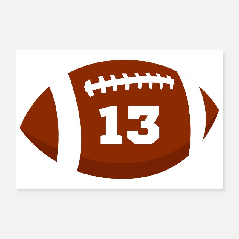 Number 13 rugby - 13th anniversary rugby Poster 12" x 8" (30x20 cm)