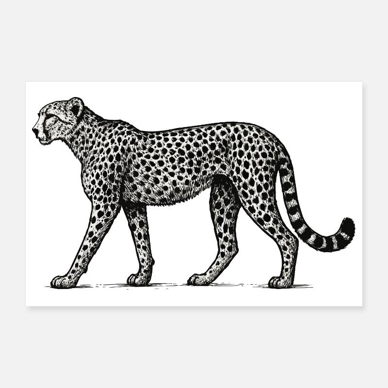 Schwarzweiß Leopard Muster Poster 30x20 cm