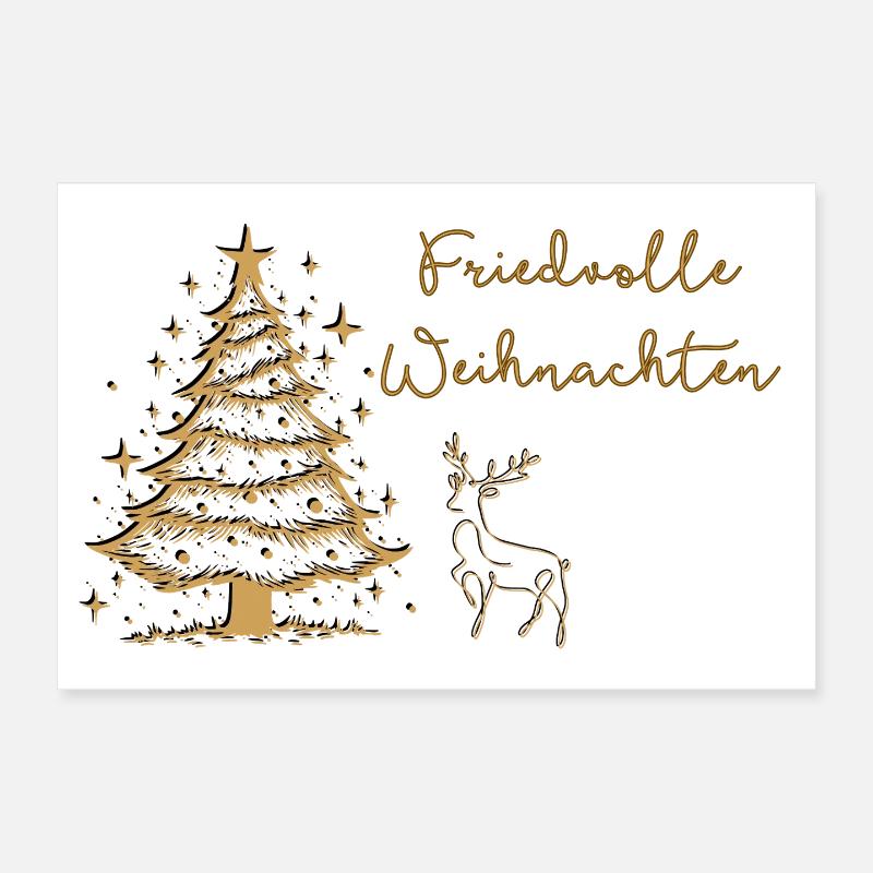 Noël paisible dans la forêt Cerf Arbre de Noël Poster 30 x 20 cm