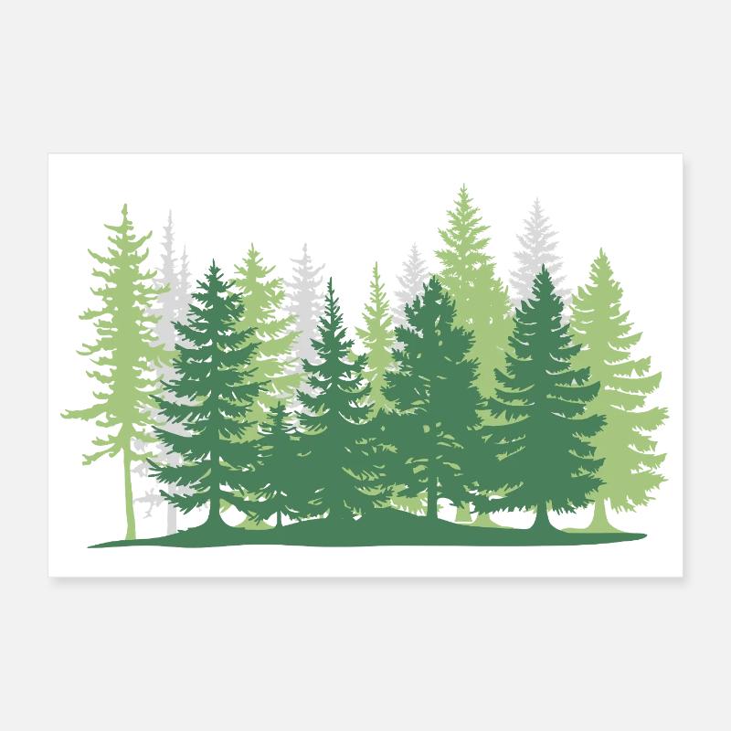 Forêt arbre verts Poster 30 x 20 cm