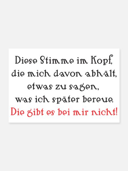 Stimme im Kopf: Niemals Bereuen - Poster 30x20 cm - Weiß - Vorne