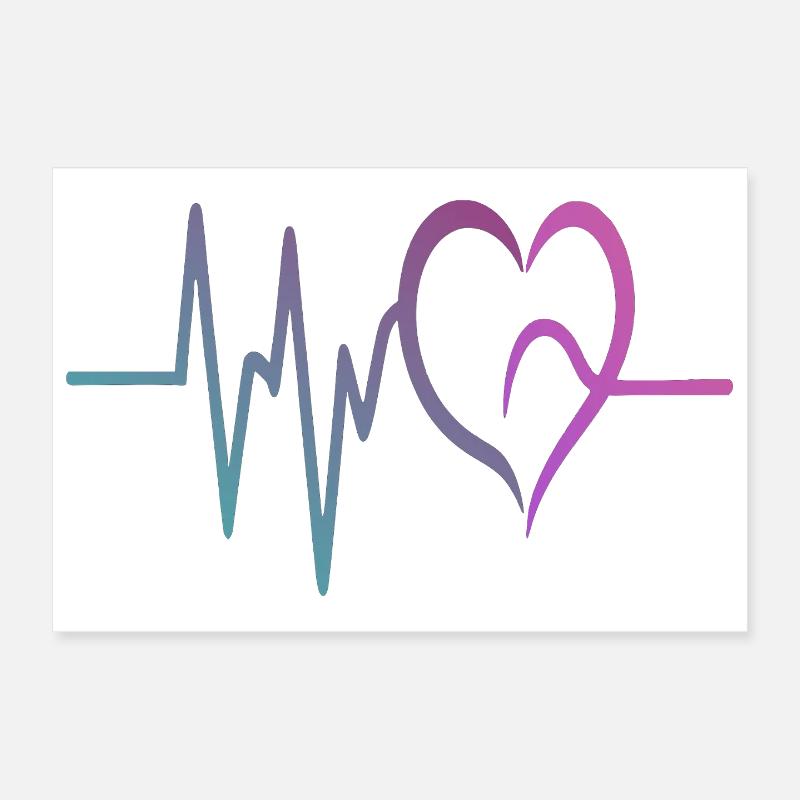 Cœur ECG à gradient Poster 30 x 20 cm