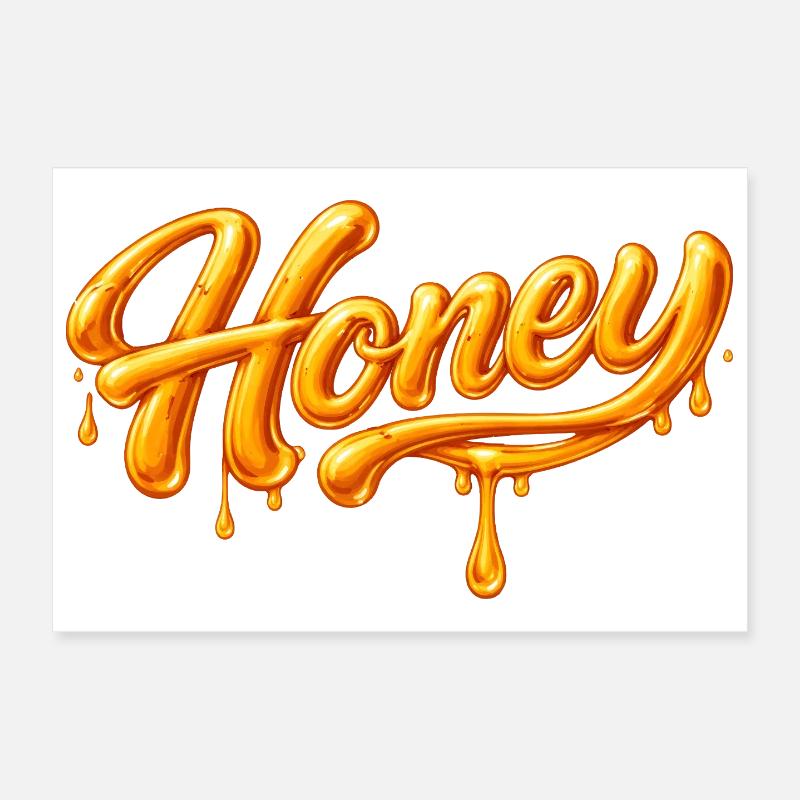 Lettrage miel dans une typographie fluide Poster 30 x 20 cm