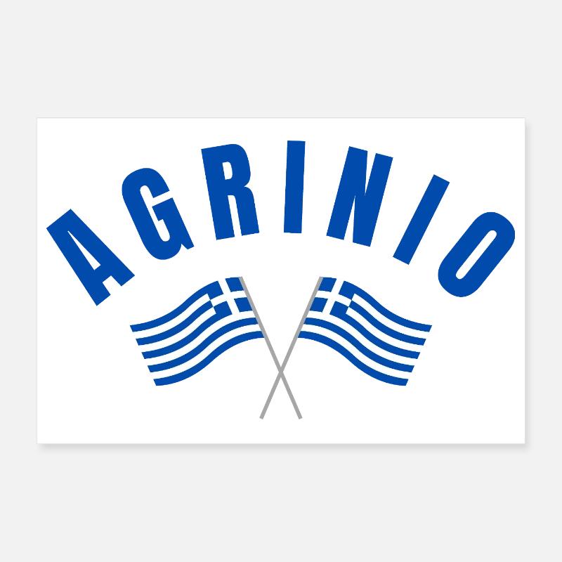 Agrinio en arc avec drapeaux grecs Poster 30 x 20 cm