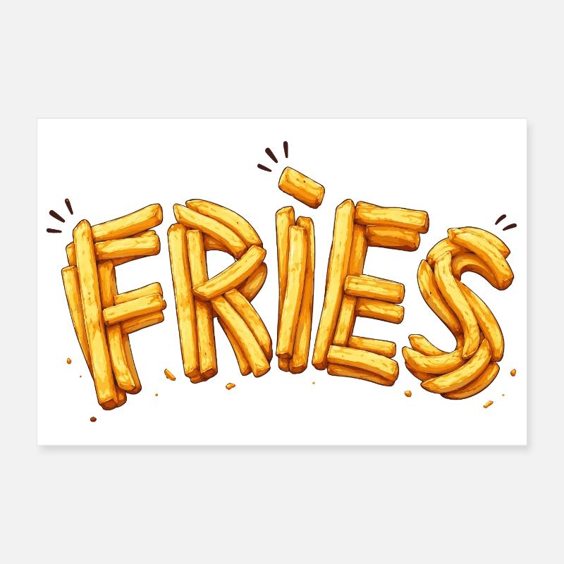 Fries Pommes Typografie Design   Poster 30x20 cm