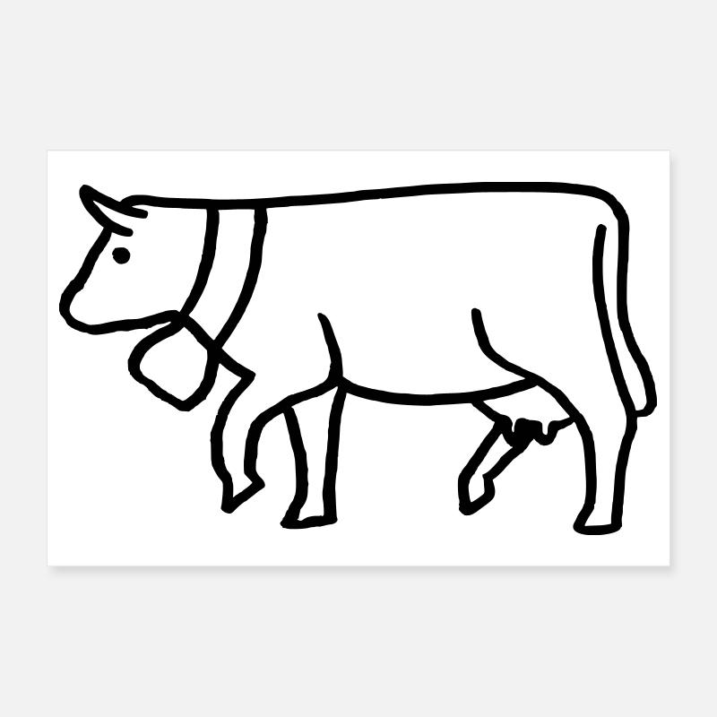Vache tirée avec cloche Poster 30 x 20 cm