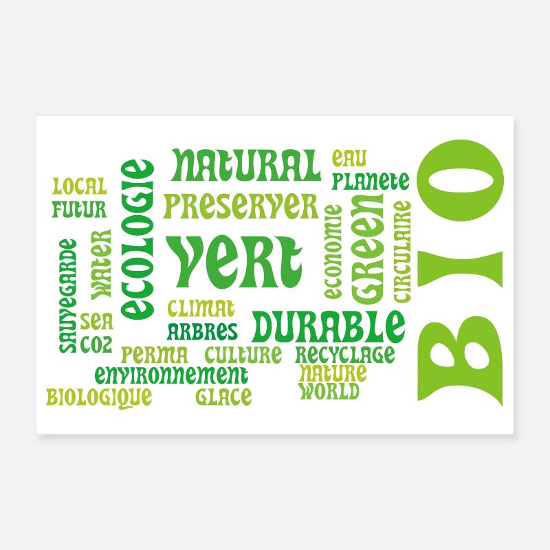 Bio et Ecologie : nuage vert de mots clés Poster 30 x 20 cm