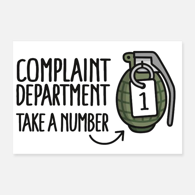 Complaints Division Customer Service Hand Grenade Poster 12" x 8" (30x20 cm)