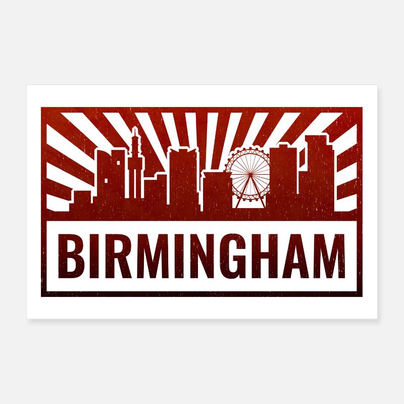 Birmingham Skyline Silhouette Poster 30x20 cm