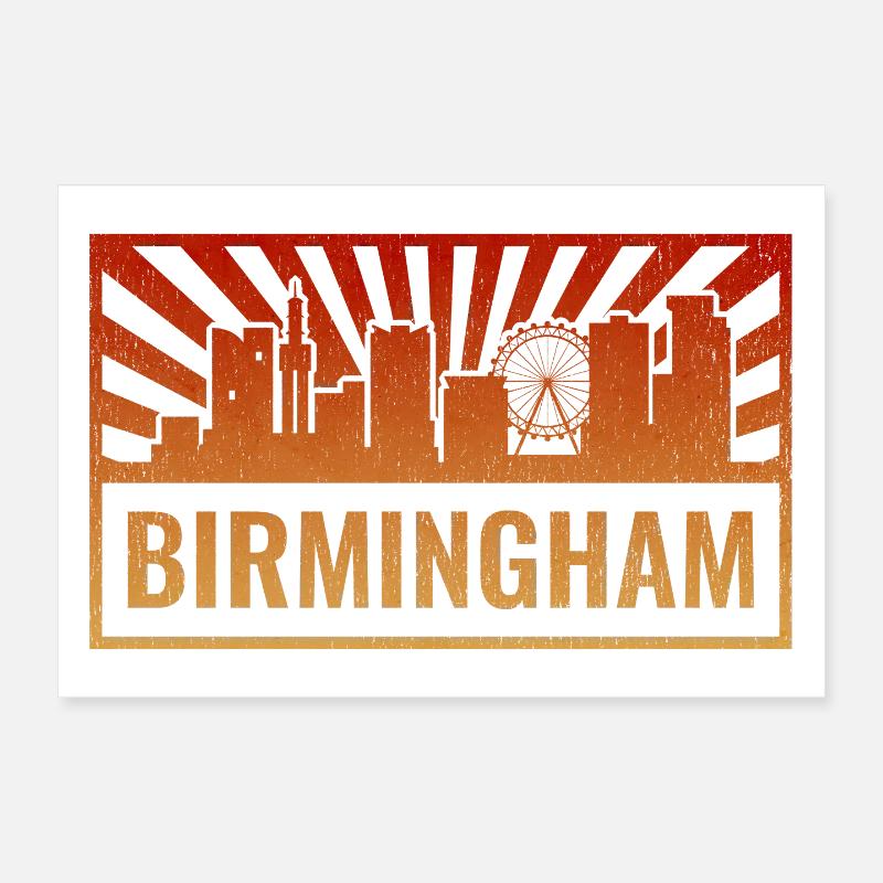 Birmingham Skyline Sonnenstrahlen Poster 30x20 cm