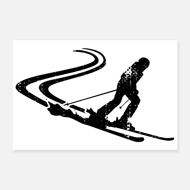 Skier Drawing Poster 12" x 8" (30x20 cm)