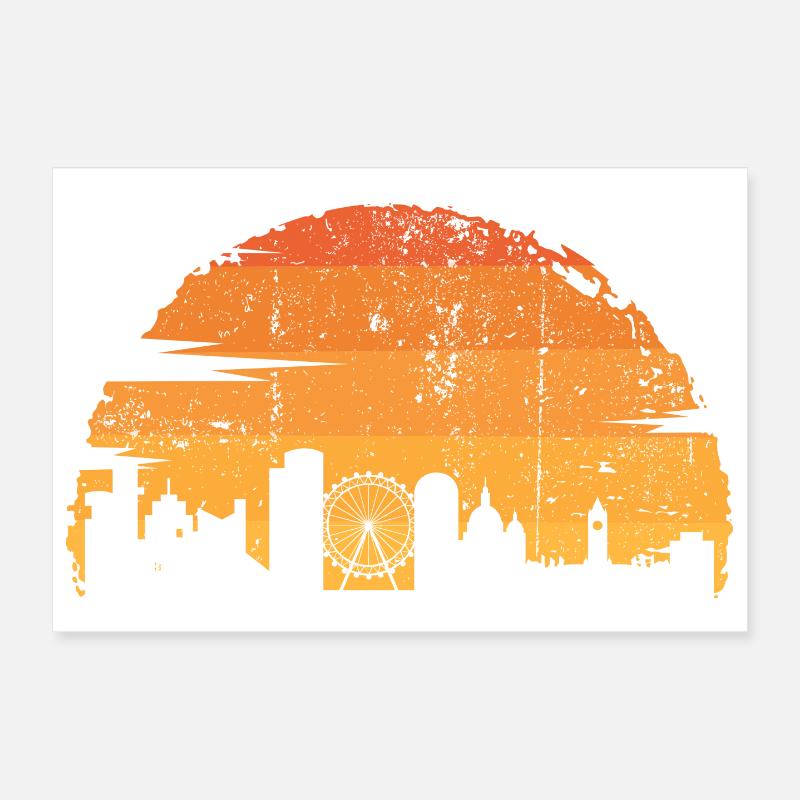 Silhouette d’horizon du coucher de soleil Poster 30 x 20 cm