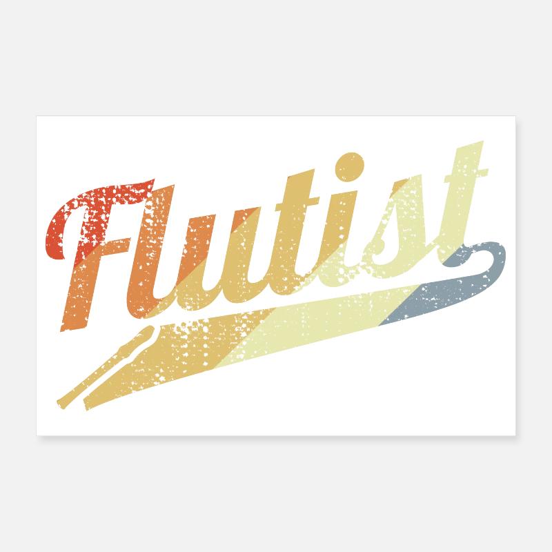 Flûtiste rétro Poster 30 x 20 cm