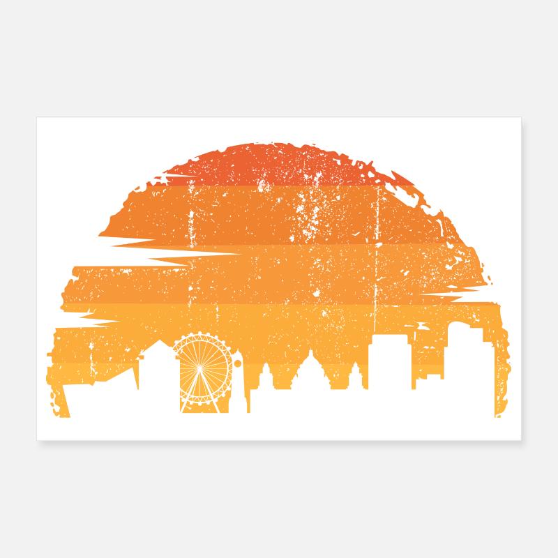 Silhouette d’horizon du coucher de soleil Poster 30 x 20 cm