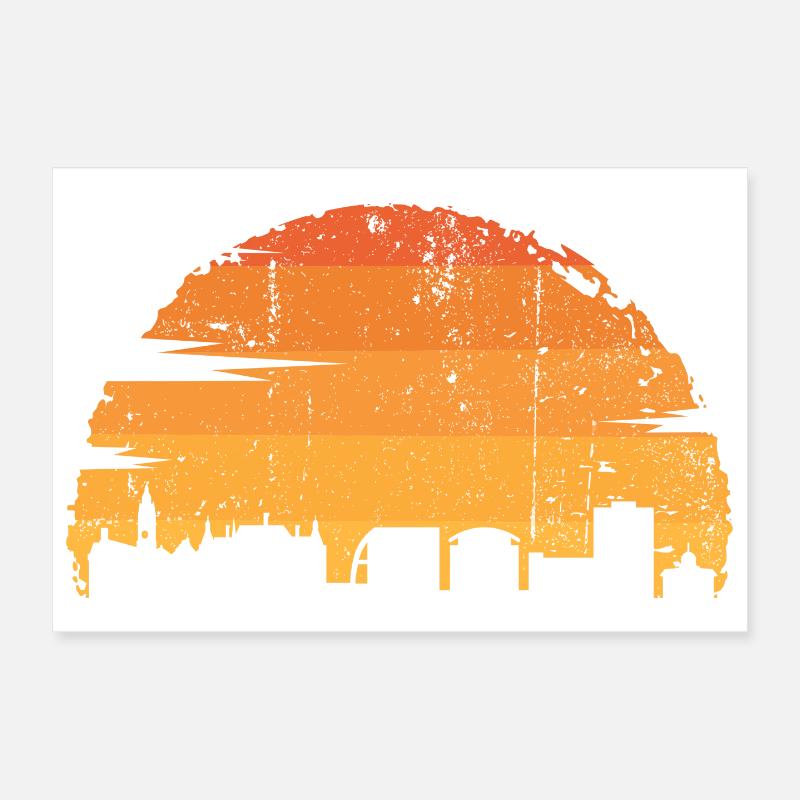Sunset Skyline Brushstroke Poster 12" x 8" (30x20 cm)