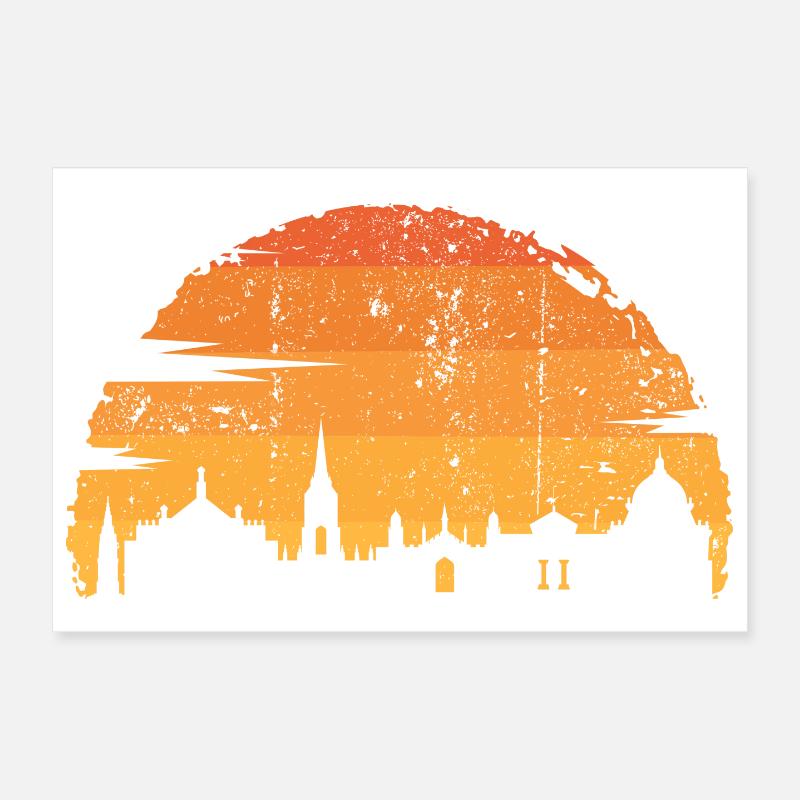 Sunset Skyline Silhouette Poster 12" x 8" (30x20 cm)