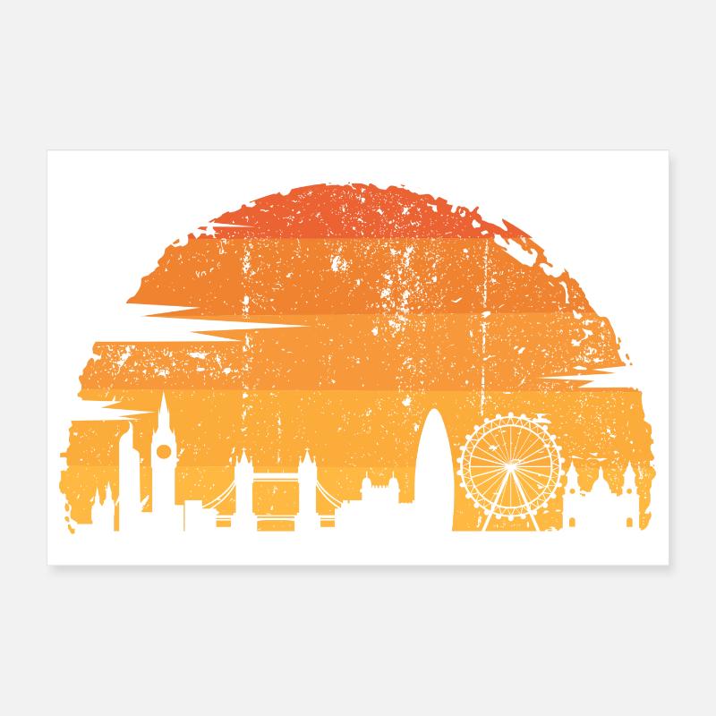Coucher de soleil Silhouette de l’horizon de Londres Poster 30 x 20 cm