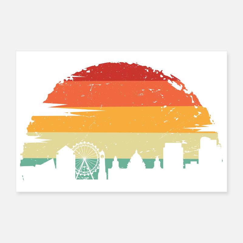 Silhouette d’horizon du coucher de soleil Poster 30 x 20 cm