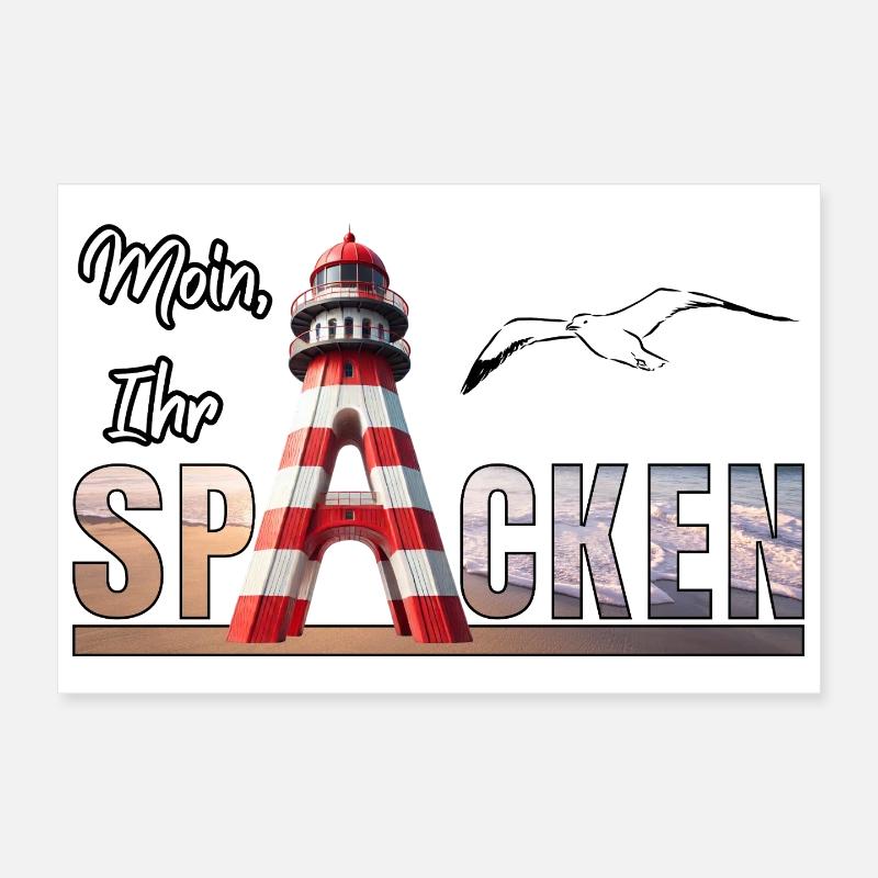 Moin Ihr Spacken Black - Poster 30x20 cm - Weiß