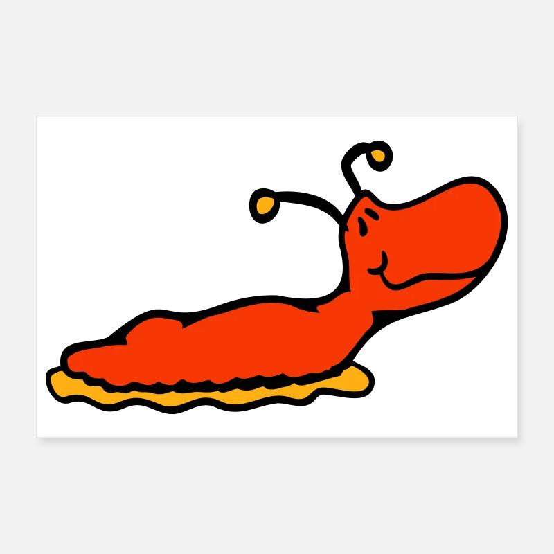 Slug snail without shell smiles Poster 12" x 8" (30x20 cm)