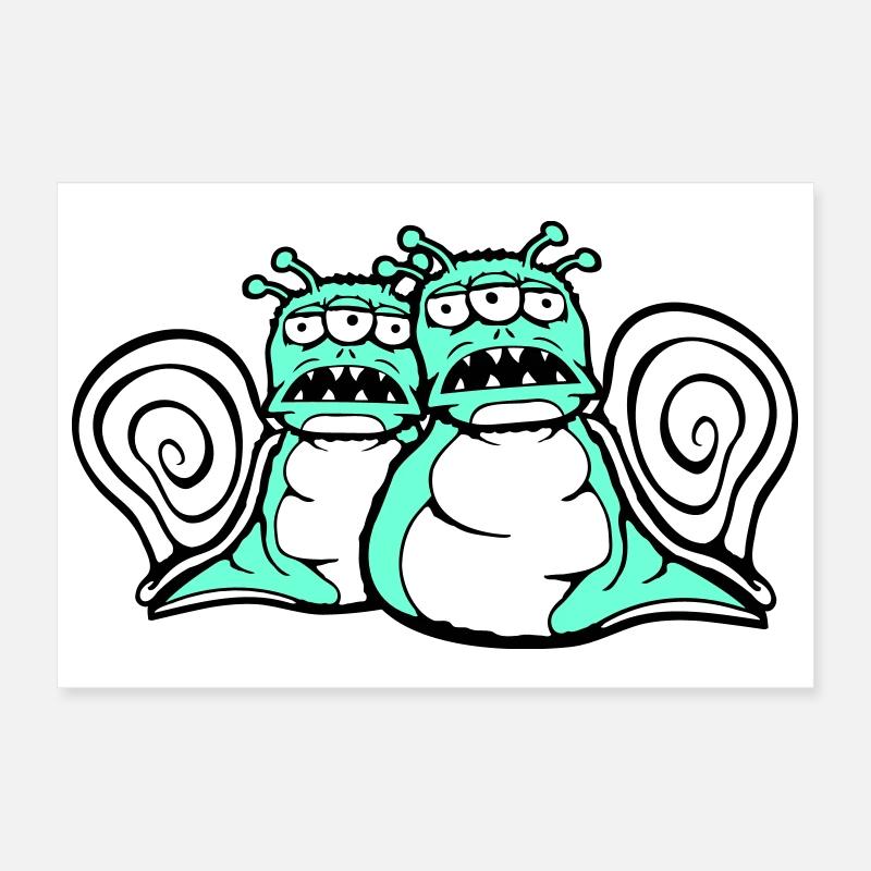 2 snails alien monster Halloween extraterrestrials Poster 12" x 8" (30x20 cm)