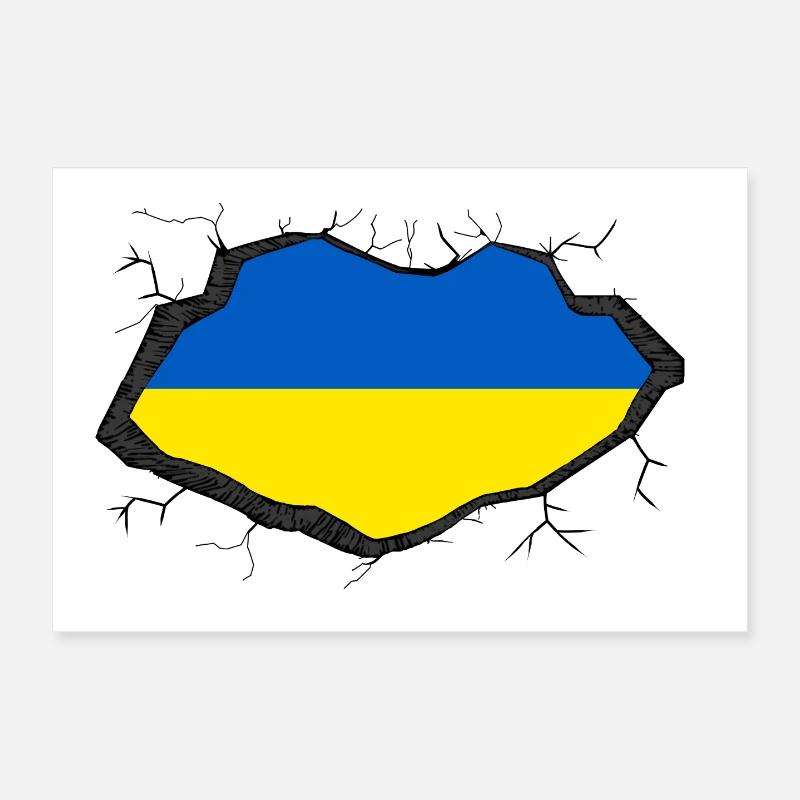 Drapeau ukrainien Poster 30 x 20 cm
