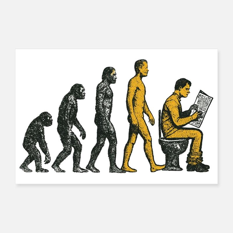Evolution to Toilet Man Grunge Funny Poster 12" x 8" (30x20 cm)