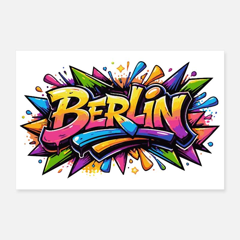 Lettrage graffiti de Berlin avec des effets colorés colorés Poster 30 x 20 cm