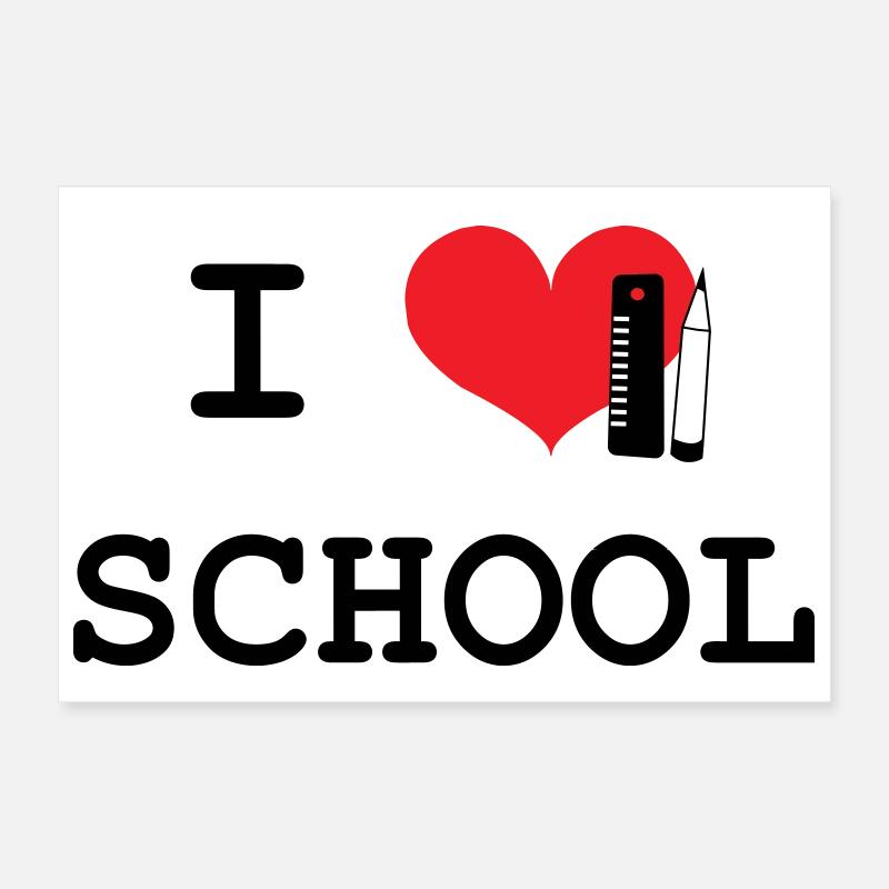 I Love School: Iconic Black Love School Pattern Poster 12" x 8" (30x20 cm)