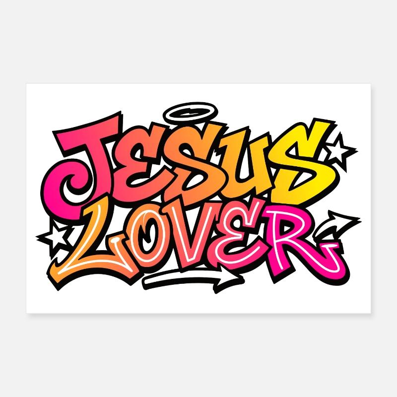 Jesus Lover Neon Graphic Poster 12" x 8" (30x20 cm)