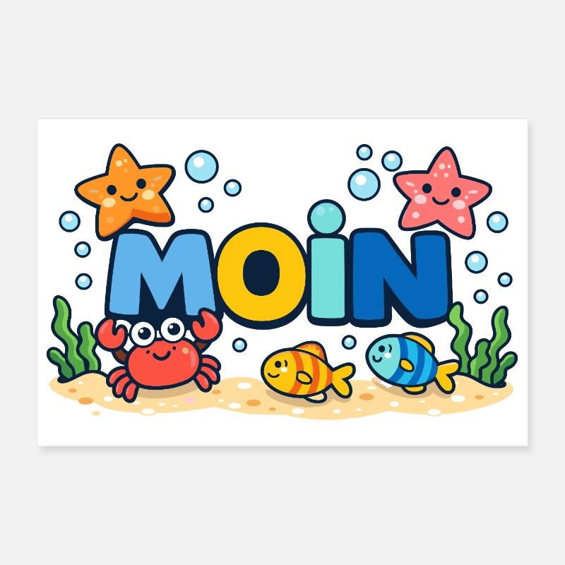 MOIN Möwe Leuchtturm Maritim Bunt Poster 30x20 cm