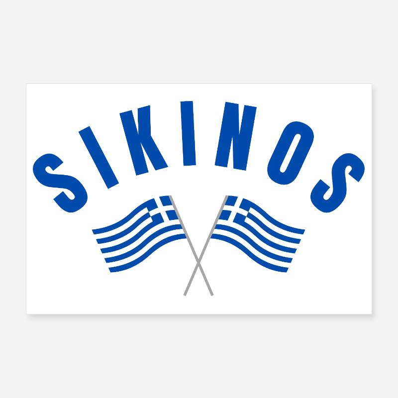 Drapeaux grecs de Sikinos Poster 30 x 20 cm