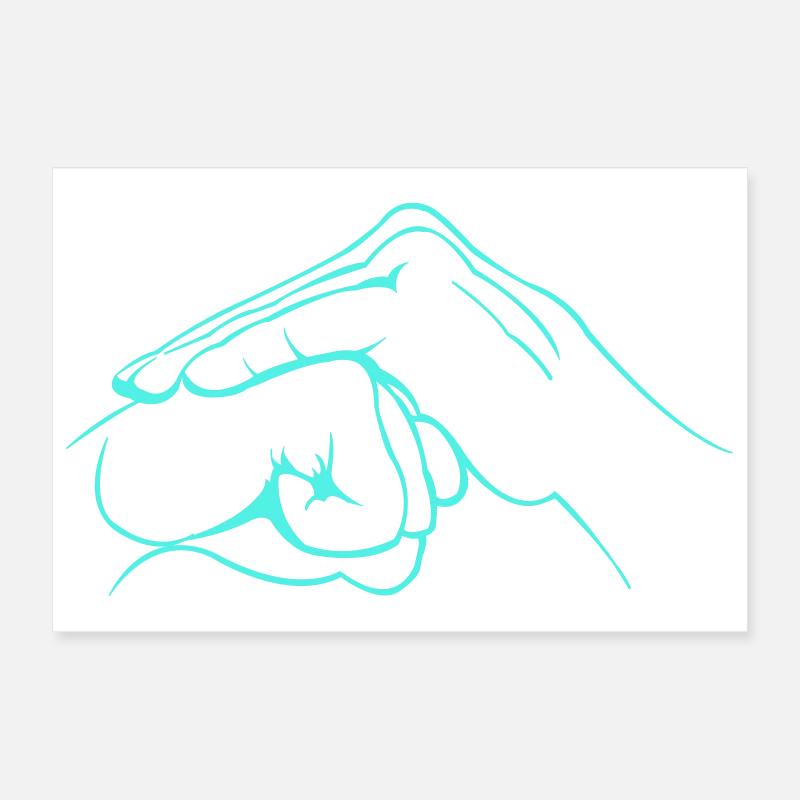 Poignée de main en turquoise néon Poster 30 x 20 cm