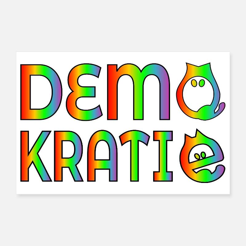DIVERSITY CATS DEMOCRACY Poster 12" x 8" (30x20 cm)