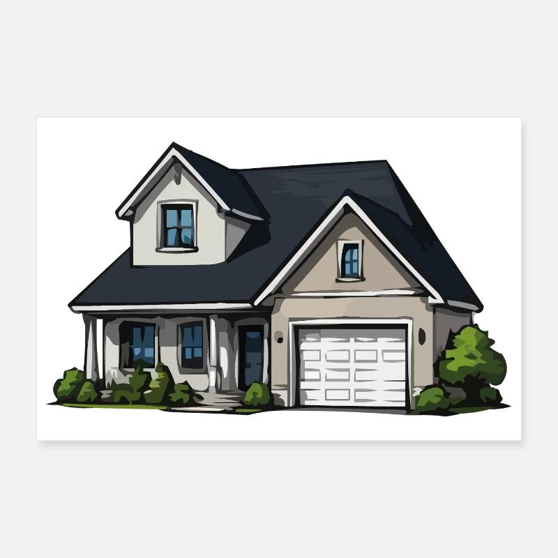 Illustration de maison rurale Poster 30 x 20 cm