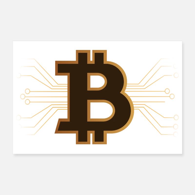 Bitcoin - Braun/Gold Kryptowährung Poster 30x20 cm
