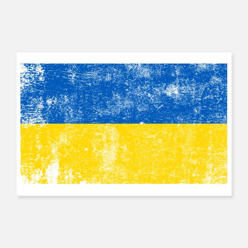 Drapeau Ukraine Drapeau Grunge Rétro Vintage Poster 30 x 20 cm